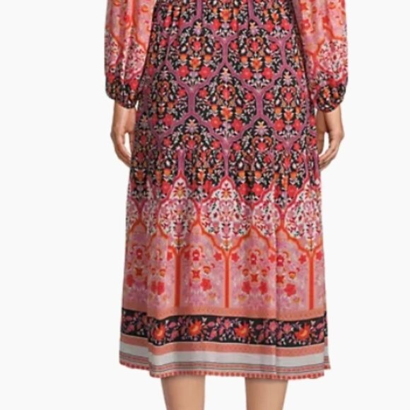 NWOT Kobi Halperin Skye Floral Border Crossover Tiered Print Midi Dress S $598 - Picture 8 of 9
